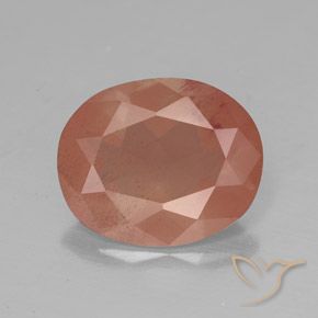 2.86ct 天然 淡红橙色 中长石拉长石, 椭圆形, 透明/半透明
