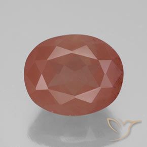 4.17ct 天然 淡红橙色 中长石拉长石, 椭圆形, 透明/半透明