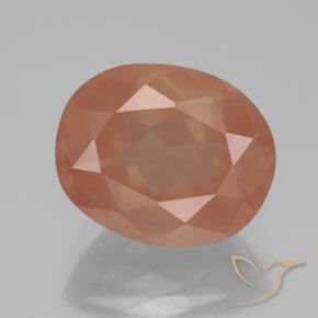 3.80ct 天然 浅红橙色 中长石拉长石, 椭圆形, 半透明