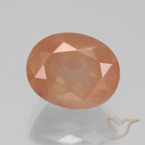 3.05ct 天然 浅红橙色 中长石拉长石, 椭圆形, 透明/半透明