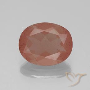 2.44ct 天然 淡红橙色 中长石拉长石, 椭圆形, 透明/半透明