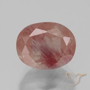 3.06ct 天然 淡红橙色 中长石拉长石, 椭圆形, 透明/半透明