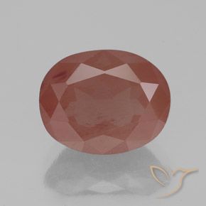 2.77ct 天然 淡红橙色 中长石拉长石, 椭圆形, 透明/半透明