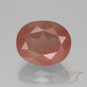 3.65ct 天然 淡红橙色 中长石拉长石, 椭圆形, 透明/半透明