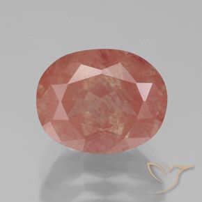 3.07ct 天然 淡红橙色 中长石拉长石, 椭圆形, 透明/半透明