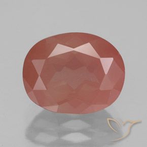 3.44ct 天然 淡红橙色 中长石拉长石, 椭圆形, 透明/半透明