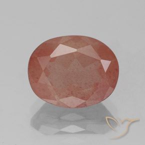 2.69ct 天然 淡红橙色 中长石拉长石, 椭圆形, 透明/半透明