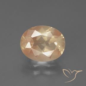 2.59ct 天然 浅桃橙 中长石拉长石, 椭圆形, 透明