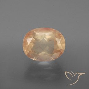 3.25ct 天然 哈密瓜橙 中长石拉长石, 椭圆形, 透明