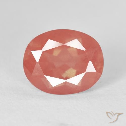 4.21ct 天然 红橙色 中长石拉长石, 椭圆形, 透明