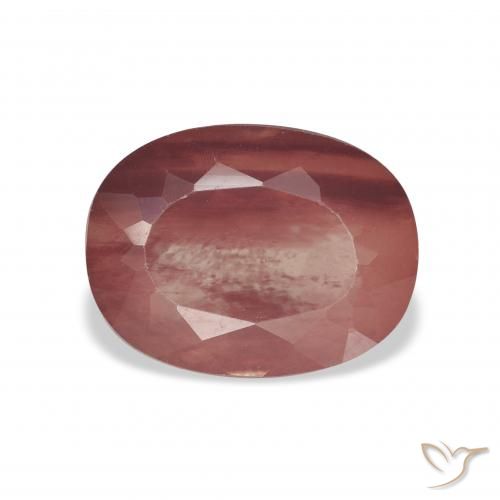 3.38ct 天然 深红色 中长石拉长石, 椭圆形, 透明