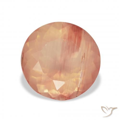 3.65ct 天然 浅橙色 中长石拉长石, 圆形的, 透明