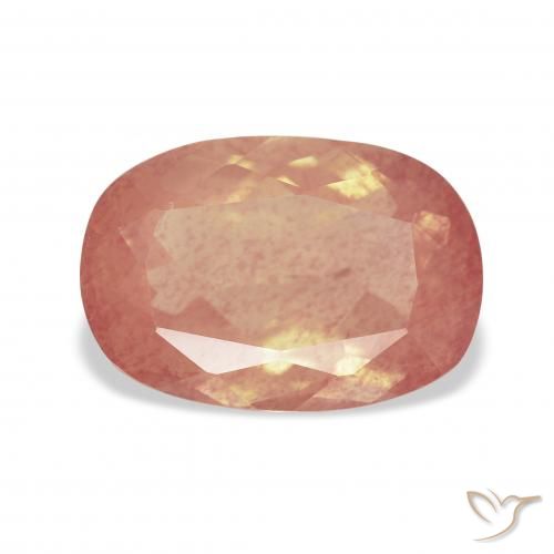 3.91ct 天然 橙粉色 中长石拉长石, 软垫, 透明
