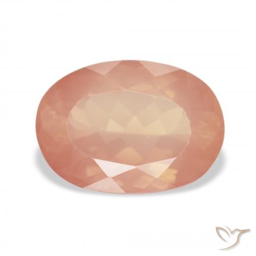 3.35ct 天然 浅红橙色 中长石拉长石, 椭圆形, 透明