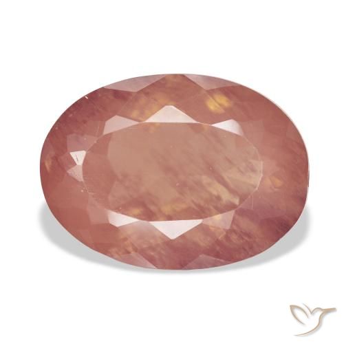 9.50ct 天然 淡红橙色 中长石拉长石, 椭圆形, 透明
