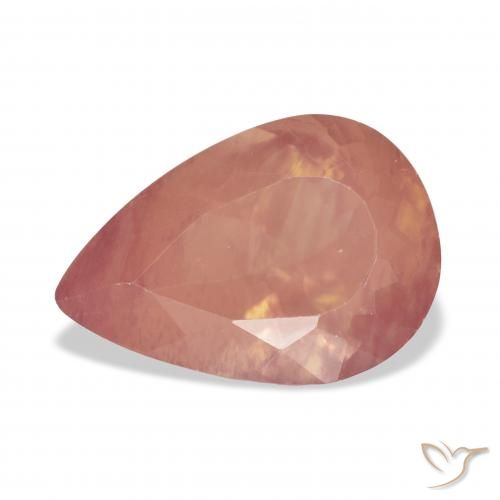 5.35ct 天然 淡红橙色 中长石拉长石, 梨形, 透明