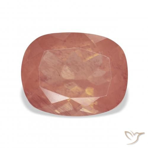 6.47ct 天然 淡红橙色 中长石拉长石, 软垫, 透明