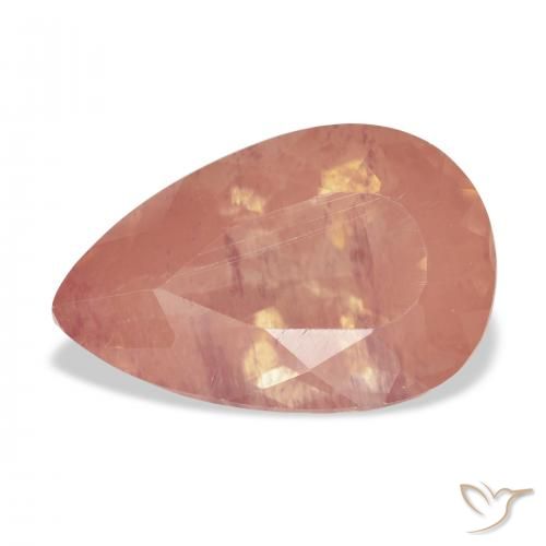 5.02ct 天然 淡红橙色 中长石拉长石, 梨形, 透明