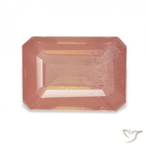 7.64ct 天然 淡红橙色 中长石拉长石, 祖母绿式切割, 透明