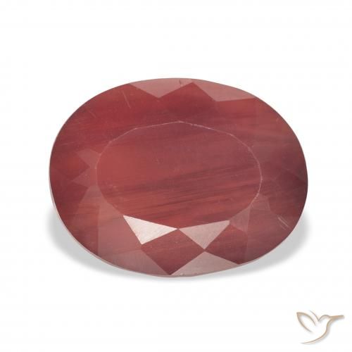 4.31ct 天然 深红色 中长石拉长石, 椭圆形, 半透明