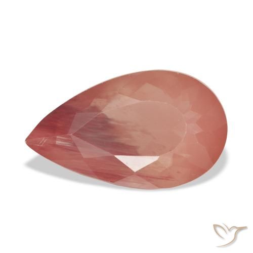 6.34ct 天然 淡红橙色 中长石拉长石, 梨形, 透明