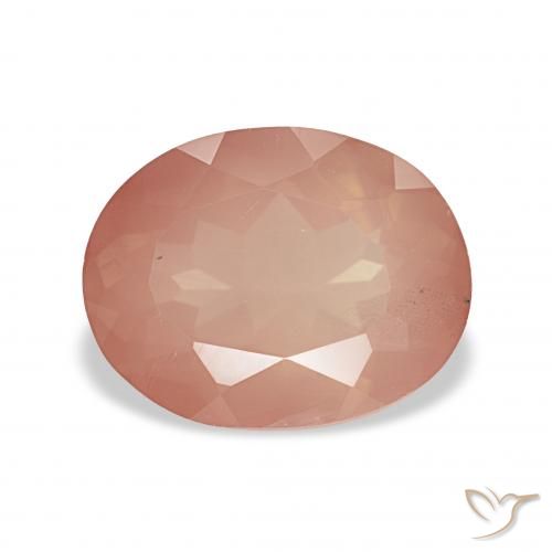 2.90ct 淡红橙色 中长石拉长石, 椭圆形, 透明