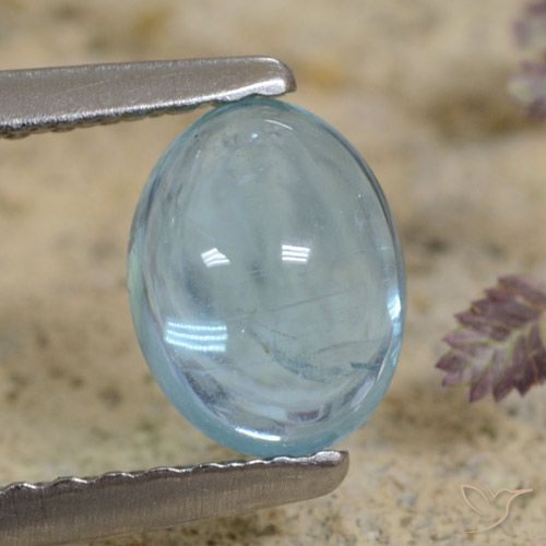 0.84ct 天然 浅蓝绿色 磷灰石, 椭圆形, 透明