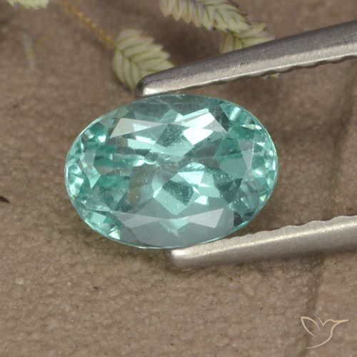0.93ct 天然 强烈的蓝绿色 磷灰石, 椭圆形, VS