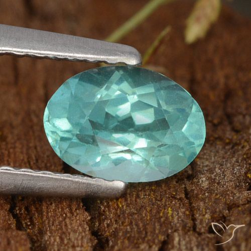 0.72ct 天然 强烈的蓝绿色 磷灰石, 椭圆形, VS