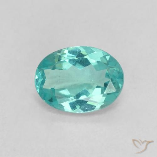 0.81ct 天然 亮蓝绿色 磷灰石, 椭圆形, VS
