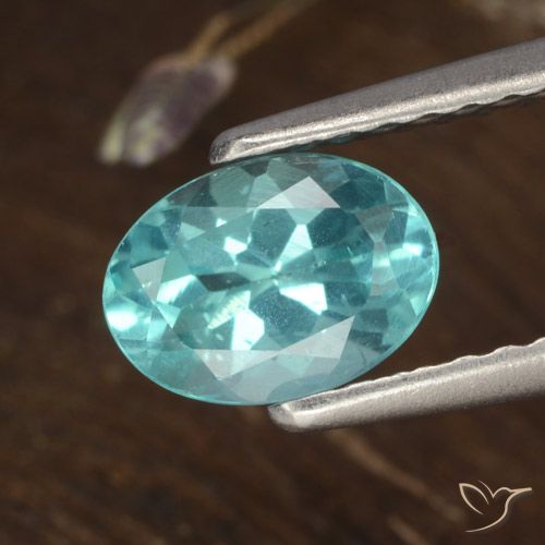 0.84ct 天然 亮蓝绿色 磷灰石, 椭圆形, VS