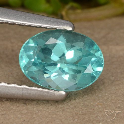 0.87ct 天然 亮蓝绿色 磷灰石, 椭圆形, VS