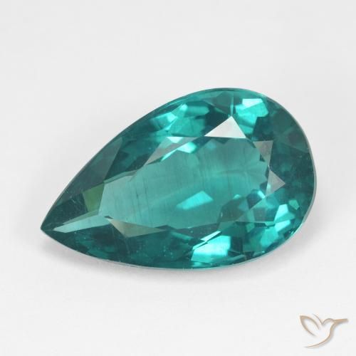 6.94ct 天然 深青色 磷灰石, 梨形, VS