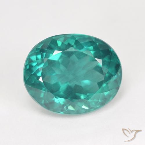 7.14ct 天然 深绿色 蓝色 磷灰石, 椭圆形, VS