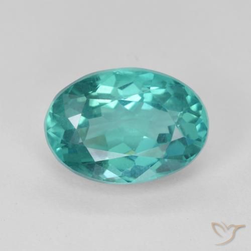 5.33ct 天然 亮青色 磷灰石, 椭圆形, VS