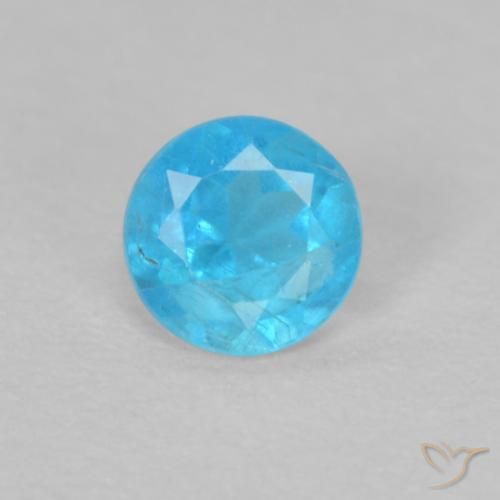 0.16ct 天然 深蓝 磷灰石, 圆形的, VS