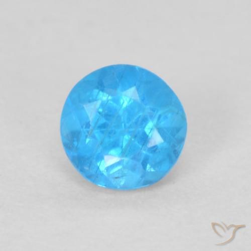 0.21ct 天然 深蓝色 磷灰石, 圆形的, VS
