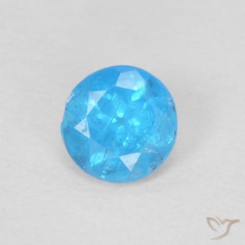 0.16ct 天然 深蓝色 磷灰石, 圆形的, VS