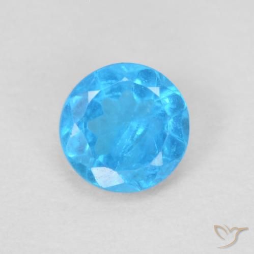 0.20ct 天然 深蓝色 磷灰石, 圆形的, VS