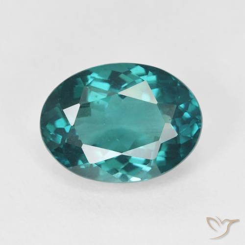 5.25ct 天然 Vivid Greenish Blue 磷灰石, 椭圆形, VVS-VS