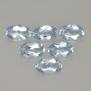 天然海蓝宝石，椭圆形切割，5×3.1毫米，VVS-VS