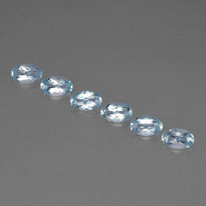 天然海蓝宝石，椭圆形切割，4.9×3.1毫米，VVS-VS