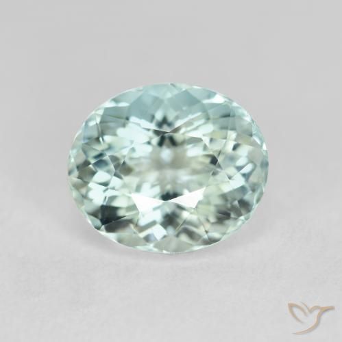 2.03ct 天然 非常浅的蓝绿色 蓝晶, 椭圆形, VVS-VS