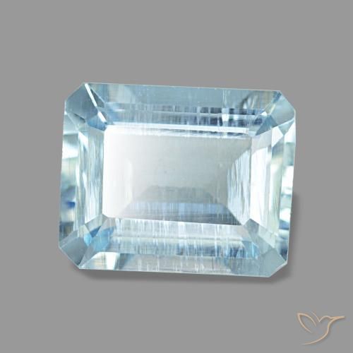 1.97克拉天然海蓝宝石，祖母绿式切割，8.7×7毫米，VS