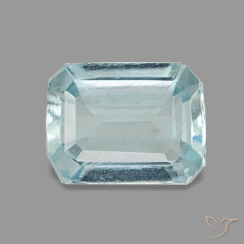 1.28克拉天然海蓝宝石，祖母绿式切割，7.9×6毫米，VS