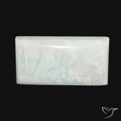 38.98ct 天然 绿白色 文石, 狭长方形, 不透明