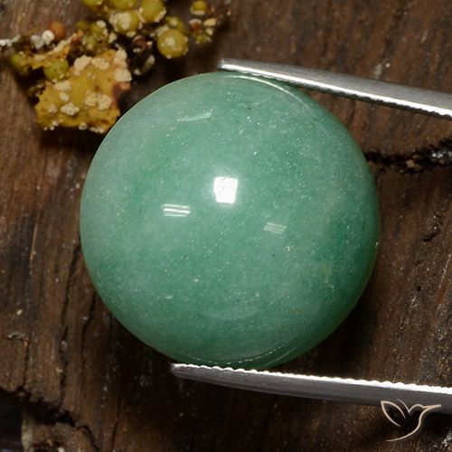 28.16ct 天然 中浅绿色 砂金石, 圆形的, 不透明