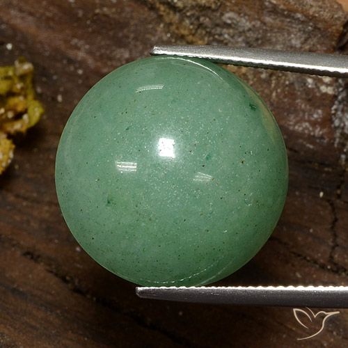 25.70ct 天然 淡苔绿色 砂金石, 圆形的, 不透明