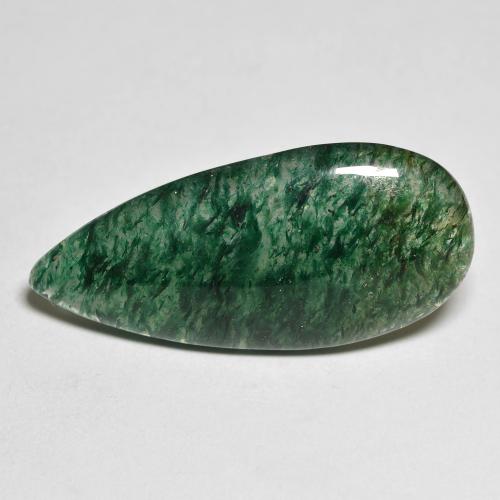 11.87克拉天然绿色东陵石，梨形，28.4×13.2毫米，半透明