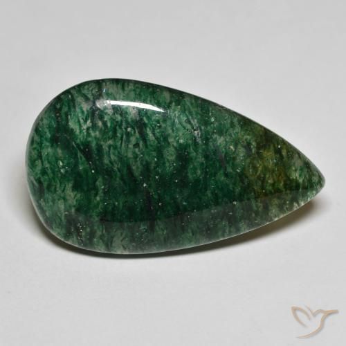 22.73ct 天然 凉爽的森林绿 砂金石, 梨形, 半透明